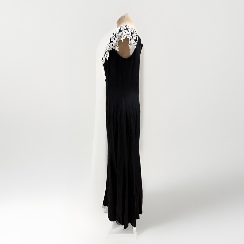 Vintage Scott McClintock Black‎ Maxi Dress 12 White Lace Whimsigoth Renaissance - Picture 5 of 9